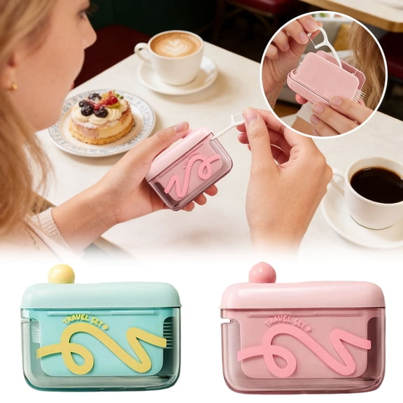 Automatic Pop-Up Toothpick Dispenser 3.54 Inch Refillable Portable Floss Pick Holder Dustproof Hygienic Storage Box for Travel Hotel Home Dining A