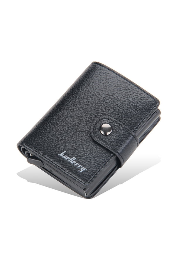 Automatic Pop-up Card Holder for Men - RFID Blocking PU Leather Wallet with Aluminum Case, Multi-Card Slots, Slim Bifold Design, 3 Colors Available