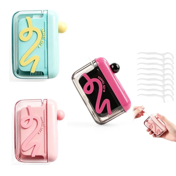 Automatic Pop-up Dental Floss Dispenser with 150 Floss Picks, 3-Pack