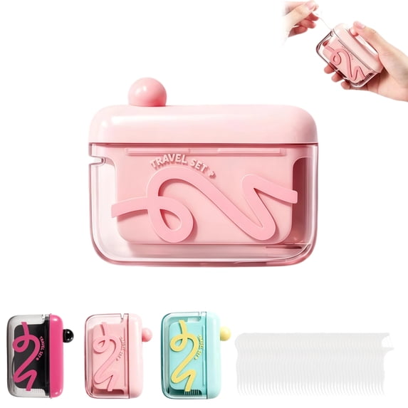 Automatic Pop-up Floss Dispenser Refillable Floss Holder Portable Travel Floss Pick Organizer Case with 100 Floss Picks for Teeth Cleaning