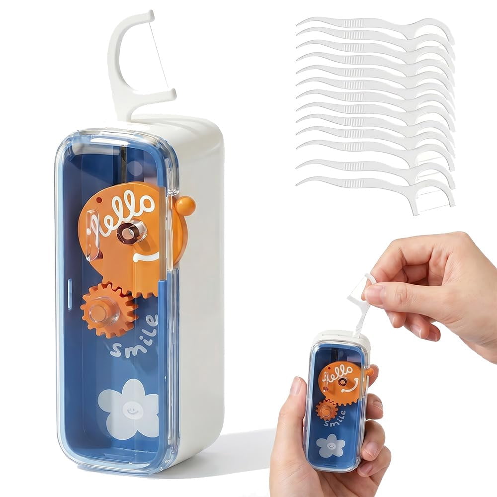 Automatic Pop-up Portable Floss Dispenser with 50 Pcs Dental Floss, 2026 New Travel Floss Picks Dispenser, Refillable Tooth Pick Holder for Home Travelling On-the-Go Oral Care
