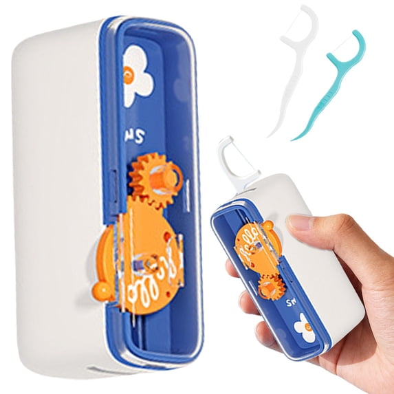 Automatic Pop-up Portable Floss Dispenser with 10PC Dental Floss, 2026 New Travel Floss Picks with Storage Case, Refillable Tooth Pick Holder, White