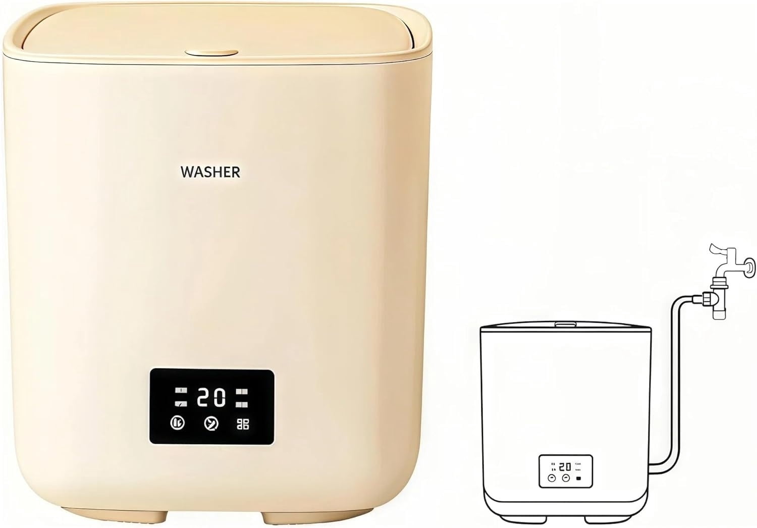 Automatic Portable Washing Machine, Mini Washer with Quiet and stable operation, Top Load, Compact for Dorms, Travel, Underwear & Socks, water inlet connection
