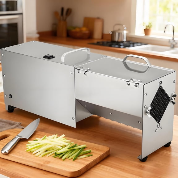 Automatic Potato Strips Cutting Machine,100 kg/h Output,7 mm 10 mm 14 mm Grid Blades,for Restaurants & Home Kitchen