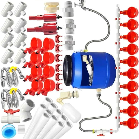 Automatic Poultry Drinking Cup Equipment 58 Pieces PVC Pipe Set For Chicken Housing