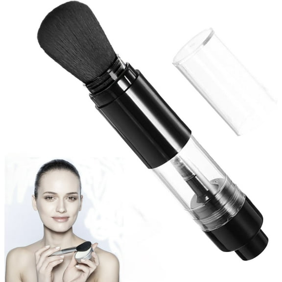 Automatic Powder Spraying Makeup Brush, Press-Type Loose Powder Brush with Integrated Storage, No Powder Flying