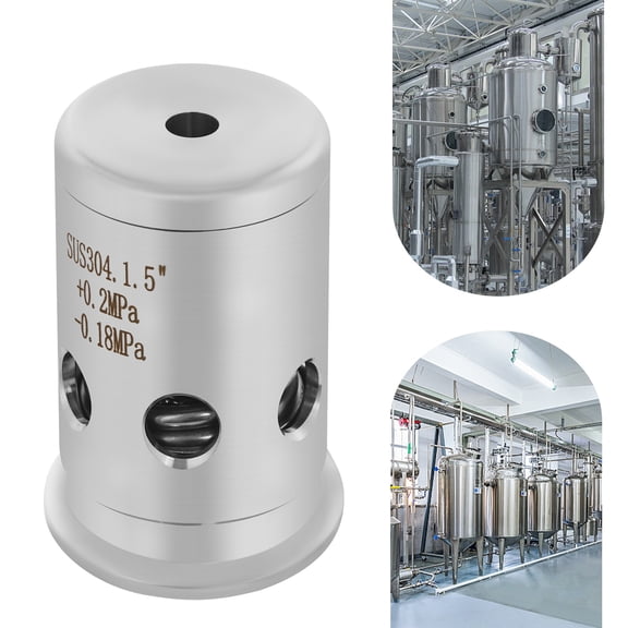 Automatic Pressure/Vacuum Valve, 304 Stainless Steel Construction, +0.2MPa Relief & -0.18MPa Intake, Ideal for Food, Biotechnology, and Textile Applications