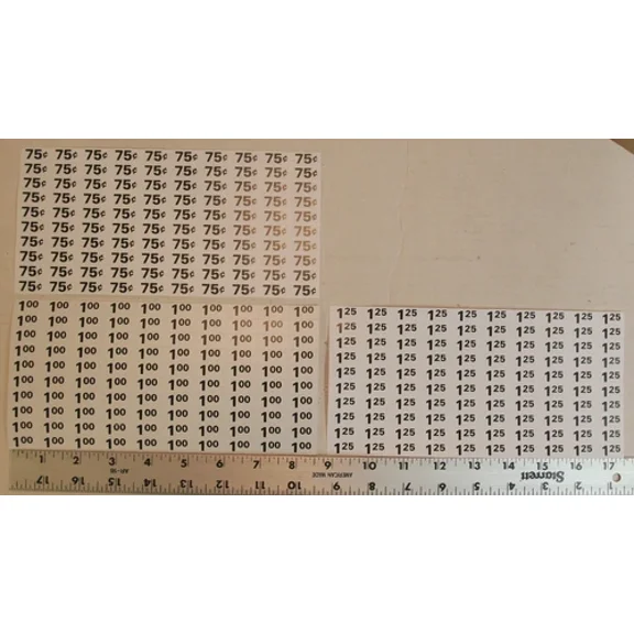 Automatic Products Ap Snack Vending Machine Price Labels $.75, $1.00 & $1.25