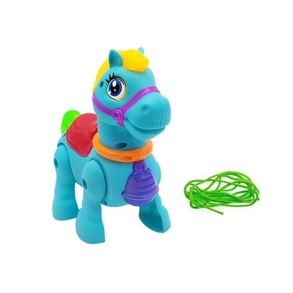 Automatic Pulling Rope LED Music Horse Toy for Interactive Play Featuring Random Color Portable Design Kids