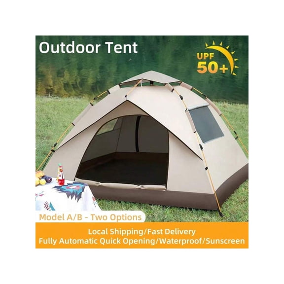 Automatic Quick-Opening Tent Outdoor Self-Driving Travel Camping Tent Automatic Quick-Open Tent Rainproof Sunshine-Proof Tent Fishing Beach Sunshine Shelter 2-3/3-4 Person Portable Fishing Hiking