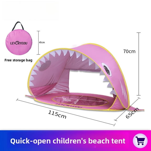 Automatic Quick Setup Beach Tent Cute Shark Shape Sun Shelter Portable Playhouse For Kids Outdoor Beach Backyard Playing Uv Protection