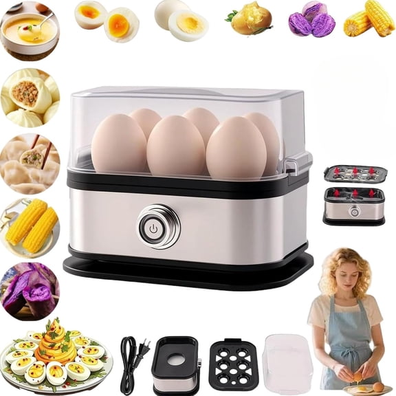 Automatic Rapid Egg Cooker,2026 New Egg Boiler for Hard Boiled Eggs,6-Egg Electric Egg Cooker - Auto Shut-Off, Boil-Dry Protection, Hard, Medium for Home Kitchen