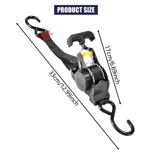 Automatic Ratchet Tie Down Straps with Safety S Hooks Heavy Duty 1500LBs Tie-Down Set,Style B