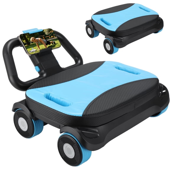 Automatic Rebound 4-Wheel Ab Roller with Knee Pad, Abdominal Exercise Equipment for Core Workout (Blue)