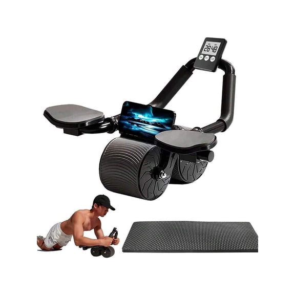 Automatic Rebound Ab Roller Wheel with Timer – Core Muscle Training Equipment, Ergonomic Abdominal Fitness Wheel for Home Workouts