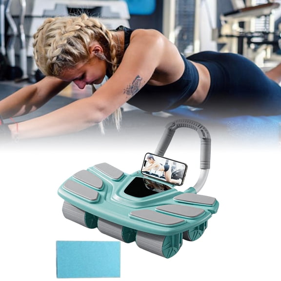 Automatic Rebound Ab Roller With Phone Holder & 4 Wheel Core Strength Training Equipment For Home Fitness(Green-36Cm)