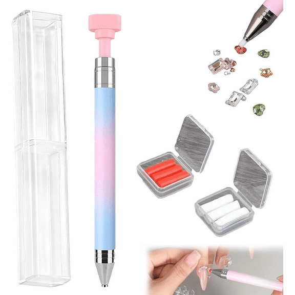 Automatic Refillable Wax Pen, 2026 New Upgrade Diamond Art Pens with Wax, Diamond Art Refillable Wax Pen, DIY Craft Tool for Nail Art, Jewelry Making & Diamond Painting (1PC-Pink & Blue)