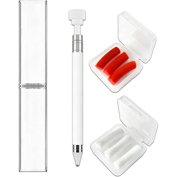 Automatic Refillable Wax Pen, Diamond Art Painting Pen with Wax for Beginner, Refillable Diamond Art Pen for Various Diamond Types, Various Diamond Types, Comfortable for Extended Use (White)