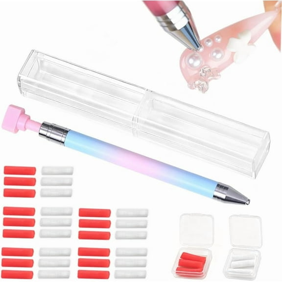 Automatic Refillable Wax Pen for Nail Art and DIY Crafts,Push Mechanism for Continuous Wax Output,Ergonomic Grip for Precise Rhinestone Placement,Reusable Tool for Beginners and Experts
