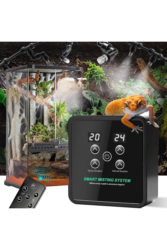 Automatic Reptile Fogger, Reptile Mister Humidifier with Timer, Reptile Mister System with 360 Nozzles, Auto Misting for Terrariums,Terrariums Humidifiers for Chameleon/Lizard/Snake/Turtle/Frog