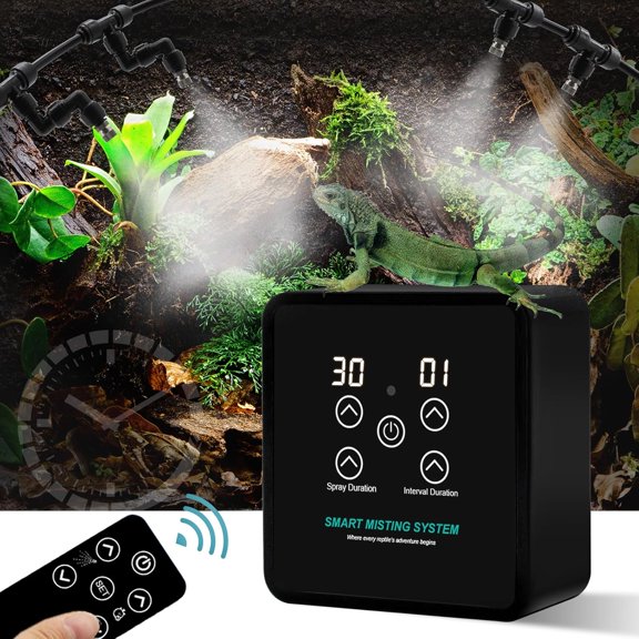 Automatic Reptile Mister Humidifier with Timer,Programmable Terrarium Reptile Mister System for Chameleons, Snakes,Frogs,Turtles & Lizards - Smart Spray Control