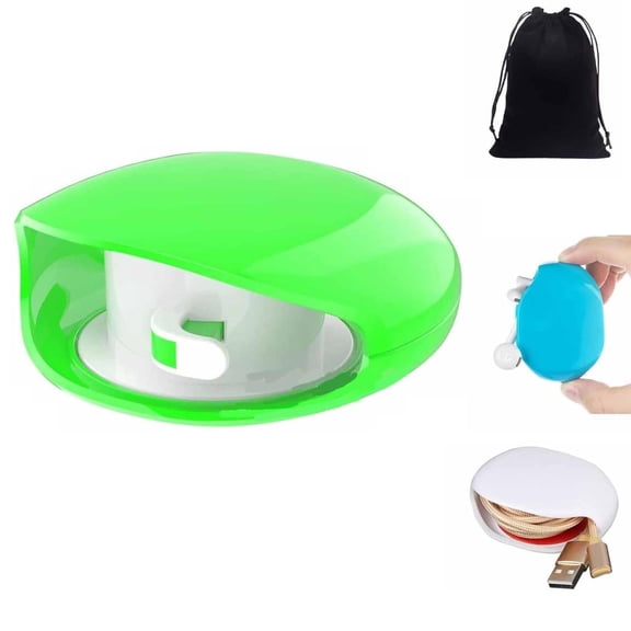 Automatic Retractable Cable Reel, Self-Winding Cord Organizer for Phone Charger and Earphone, Green