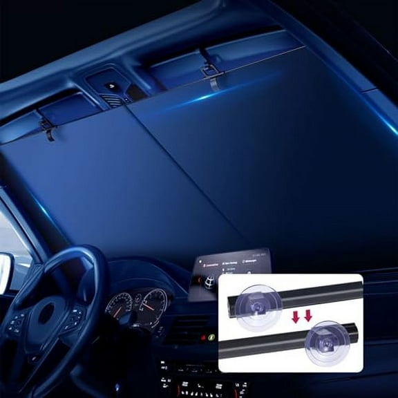 Automatic Retractable Car Sunshade, Retractable Windshield Sun Shade For Car, For Uv And Heat Protection, Foldable Front Window Sunshade With Suction Cups