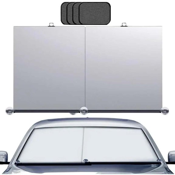 Automatic Retractable Car Sunshade with 4 Pcs Side Window Shield,Various Models, UV Blocking Protects for Drivers