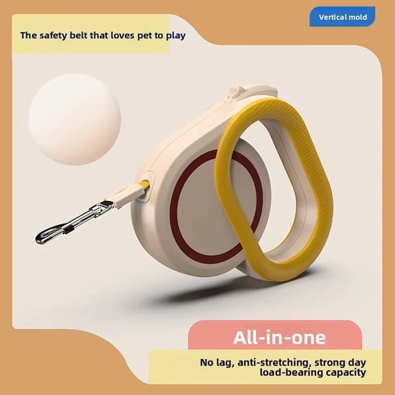 Automatic Retractable Dog Leash, 240G Beige Pet Leash With Tangle-Free Design For Small To Medium Dogs Cats, Easy Control & Comfortable Grip, Safe Walking Training Lead For