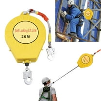 Automatic Retractable Lifeline 65ft/20m, 330lbs Load Fall Protection with Alloy Steel Hook and Nylon Rope for Climbing Safety