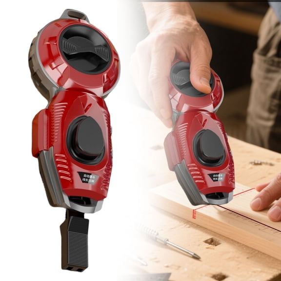 Automatic Retractile Chalk Line Roll for Precise Marking, 15m Durable Chalk Reel for Construction and Woodworking, Portable and Anti-Tangle, for Carpenters, DIY, Home Renovation, Red