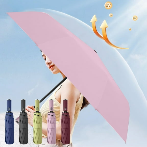 Automatic Reverse Folding Umbrella | UV Protection | 10 Reinforced Fiberglass Ribs | Wind Resistant | Compact Rotatable Design | Travel & Outdoor | 105x65cm | Black | 1 Pack