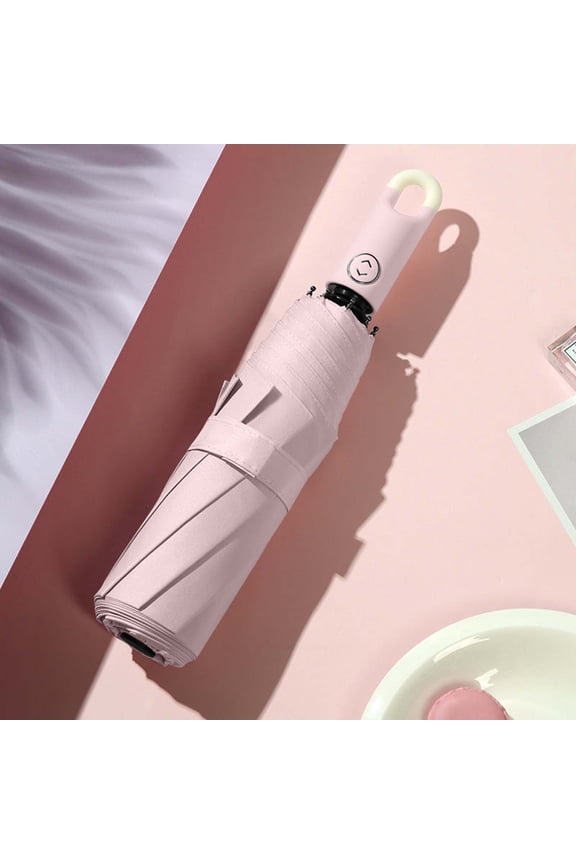 Automatic Reverse Folding Umbrella with UPF 50+ Sun Protection and Windproof Fiberglass Ribs for Rain and Sun Dual Use