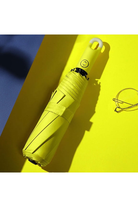 Automatic Reverse Folding Umbrella with UPF 50+ Sun Protection and Windproof Fiberglass Ribs for Rain and Sun Dual Use