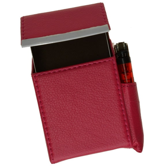 Automatic Rising Cigarette Case with Lighter Holder For King Size & 100's#92812 Hot pink