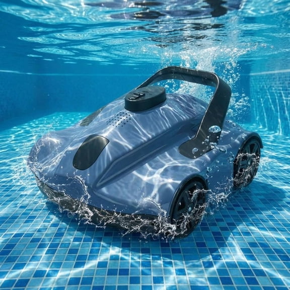 Automatic Robotic Pool Vacuum, Electric Pool Cleaning Robot with Remote Control, Debris Removal System, Gray