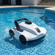 Automatic Robotic Pool Vacuum, Electric Pool Cleaning Robot with Remote Control, Debris Removal System, White
