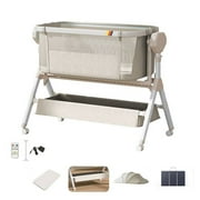 SteAnny Bassinet,Electric Rocking Bassinet,Bedside Co-Sleeper,Unisex Baby Travel Bed with WheelsKhaki
