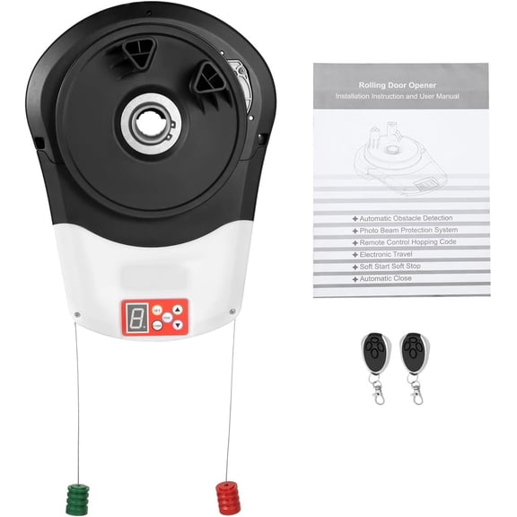 Automatic Roller Door Opener,110V 100W Commercial Rolling Actuator Remotes  Garage Openers with Secure Encryption & LED  for Garages Warehouse Store Barn Farm