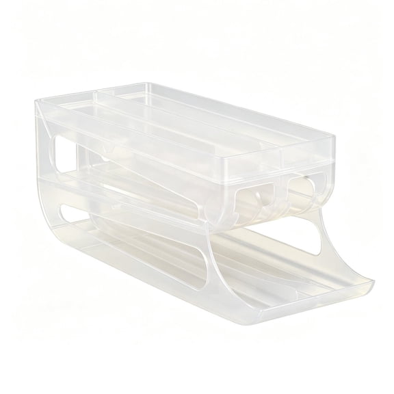 Automatic Rolling Egg Holder, Large Capacity Egg Organizer, 2 Tiers Fridge Dispenser, Auto Slide Egg Storage Rack, For kitchen, cabinets, table, refrigerator, 5.35 x 14.17 x 5.35 Inches