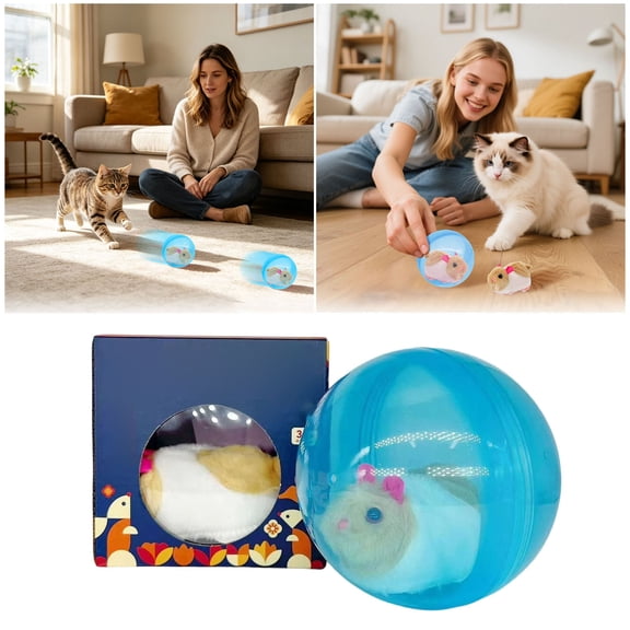 Automatic Rolling Plush Rabbit Cat Toy Ball Interactive Self Moving Kitten Play Ball Indoor Pet Entertainment Accessory Relieve Daily Boredom For House Cats Small Kittens