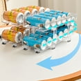 thumbnail image 1 of Automatic Rolling Soda Can Organizer Adjustable Width Soda Can Dispenser for Refrigerator Fridge Organizer Extendable Stackable Pop Can Drink Organizer for Fridge Cabinet Countertop Clear BPA Free, 1 of 9