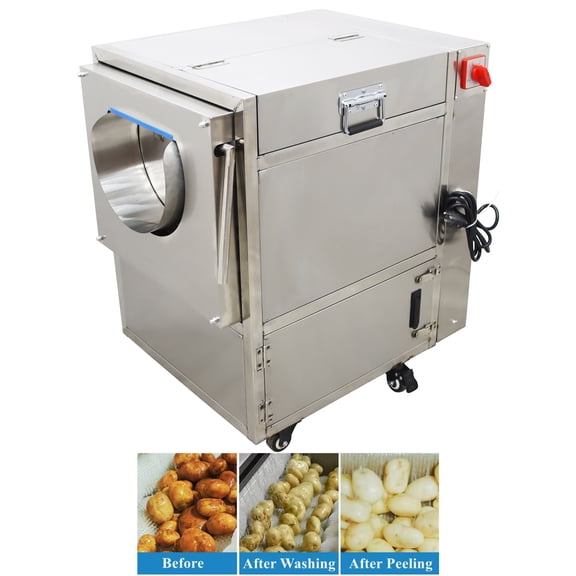 Automatic Root Vegetable Roller Brush Washer and Peeler for Potato Cassava Ginger Taro Carrot