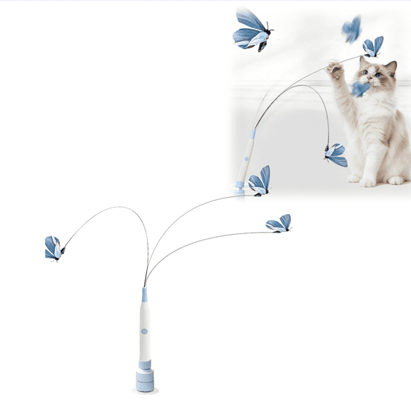 Automatic Rotating Butterfly Cat Toy, Interactive 360-Degree Spinning Teaser Wand with Suction Cup Base for Indoor Cats and Kittens