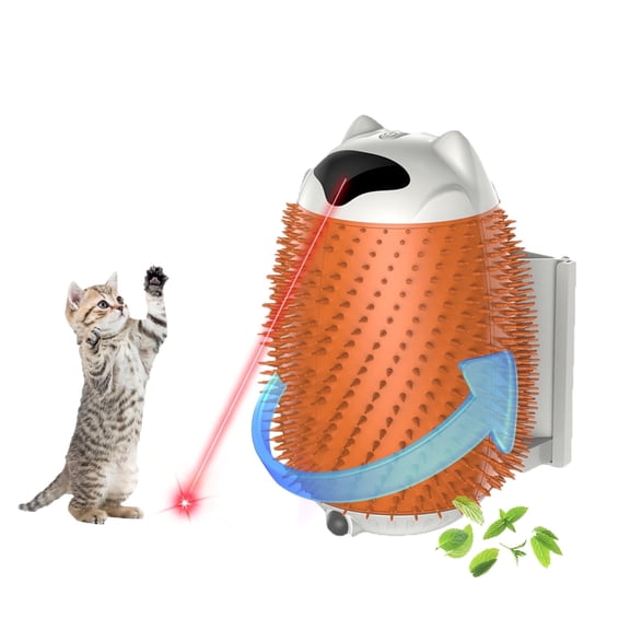 OAZOUF Automatic Rotating Cat Self Groomer with Laser, Cat Wall Corner Brush Interactive Cat Toys with Catnip for Indoor Home Office