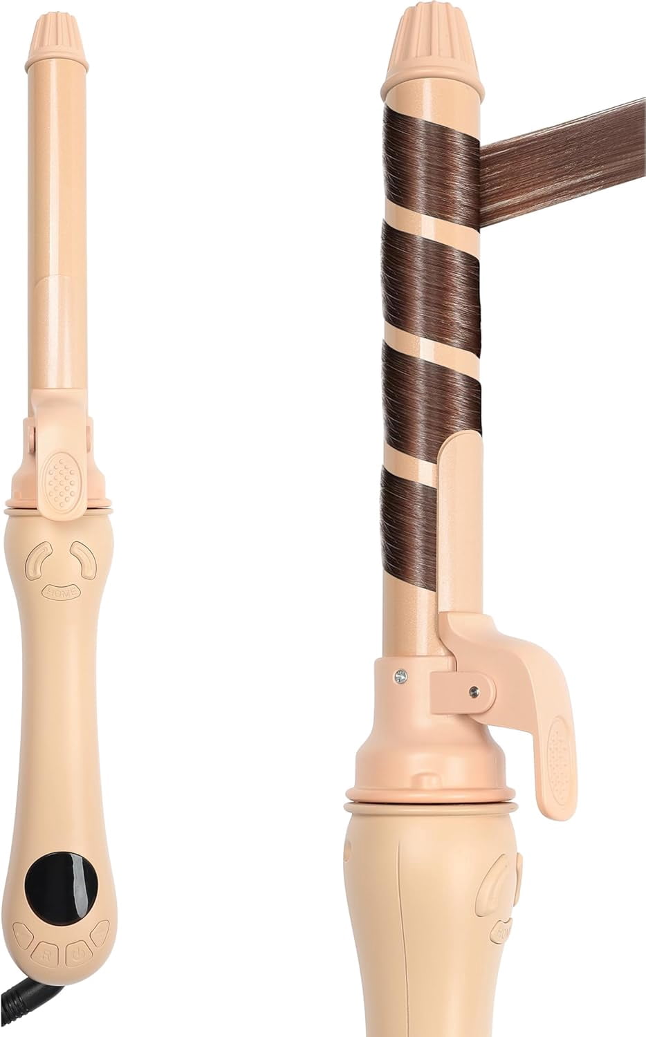 Automatic Rotating Curling Iron, 1-Inch Auto Hair Curler with 4 Temperature Settings & LCD Display, Anti-Scald & Dual Voltage