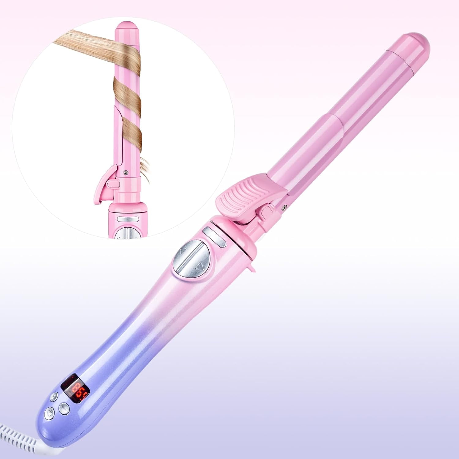 Automatic Rotating Curling Iron, 1-Inch Auto Hair Curler with 4 Temperature Settings & LCD Display, Anti-Scald & Dual Voltage