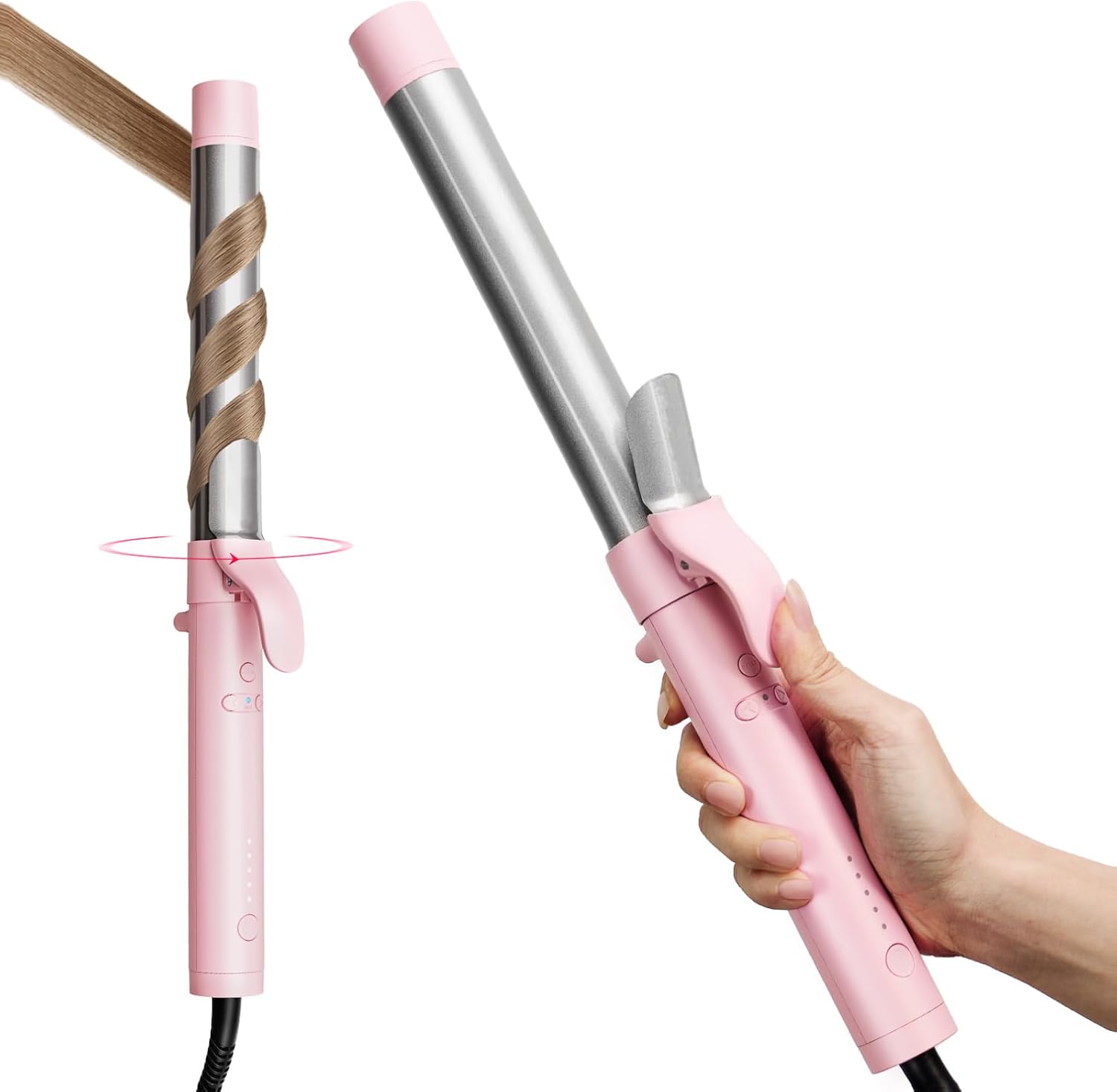 Automatic Rotating Curling Iron, 1-Inch Auto Hair Curler with 5 Temperature Settings & LCD Display, Anti-Scald & Dual Voltage