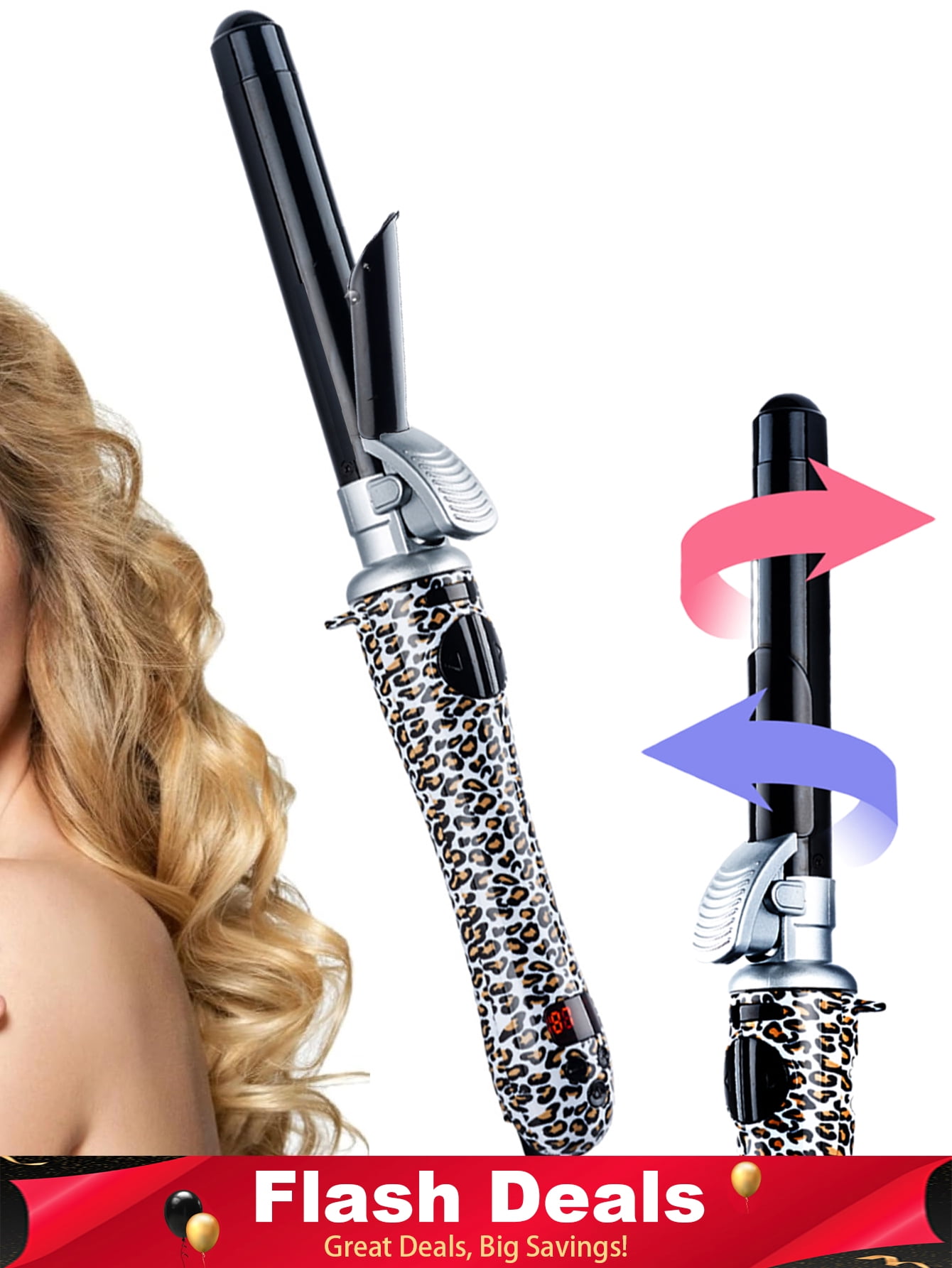 Automatic Rotating Curling Iron, 360° Dual-Direction with Digital Temperature Control, Anti-Scald Design, Negative Ion Hair Care, Rapid Heating, Ceramic Coating, Long-Lasting Curls for All Hair Types