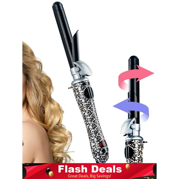Automatic Rotating Curling Iron, 360 Dual-Direction with Digital Temperature Control, Anti-Scald Design, Negative Ion Hair Care, Rapid Heating, Ceramic Coating, Long-Lasting Curls for All Hair Types